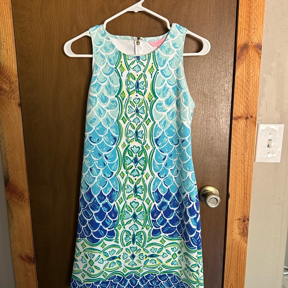 Lilly Pulitzer Perla Scale Back Scuba Mermaid Shift Dress